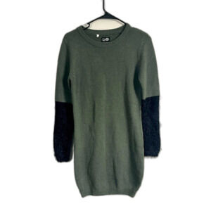 Cheap Monday Half Knit Dress Long Sleeves Green/Black Size Small